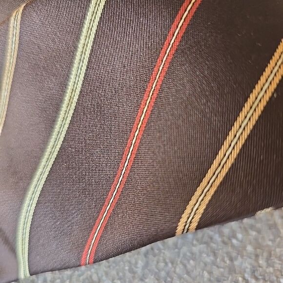 Vintage Christian Dior Brown Repp Striped Silk Tie Embroidered Logo 58" - Picture 3 of 7